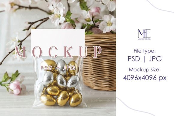 4x2 Folded Card Mockup, Easter Chocolate