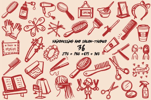 Beauty Salon Hairdresser Doodles SVG: A Stylish Resource for Creative Professionals