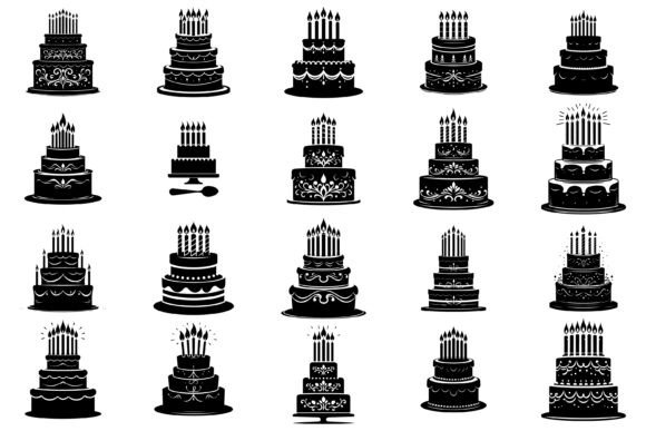 Discover the Magic of Cute Birthday Cake Silhouette SVG Bundle and Birthday Cake Silhouette Vector Icon Bundle