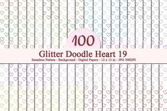 Glitter Doodle Heart 19 Seamless Pattern: A Versatile Digital Design for Creative Projects