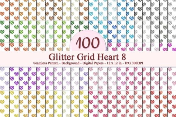 Glitter Grid Heart 8 Pattern: A Luxurious Digital Design for Creative Projects