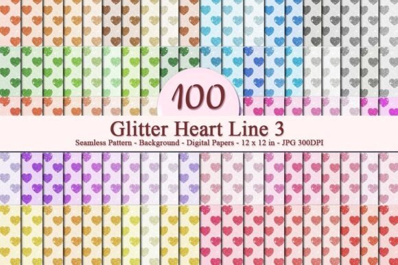 Glitter Heart Line 3 Pattern: A Versatile Digital Design for Creative and Commercial Use