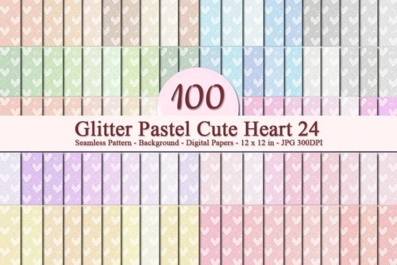 Glitter Pastel Cute Heart 24 Pattern: A Versatile Digital Design for Creative Businesses