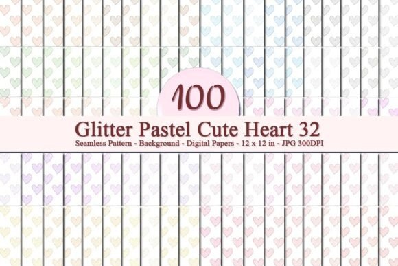 Glitter Pastel Cute Heart 32 Pattern