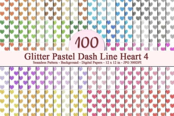 Glitter Pastel Dash Line Heart 4 Pattern: A Luxurious Digital Asset for Modern Creatives