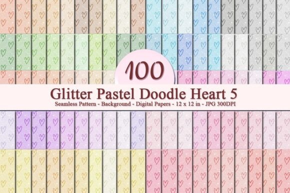 Glitter Pastel Doodle Heart 5 Pattern: A Versatile Digital Design for Creative Businesses