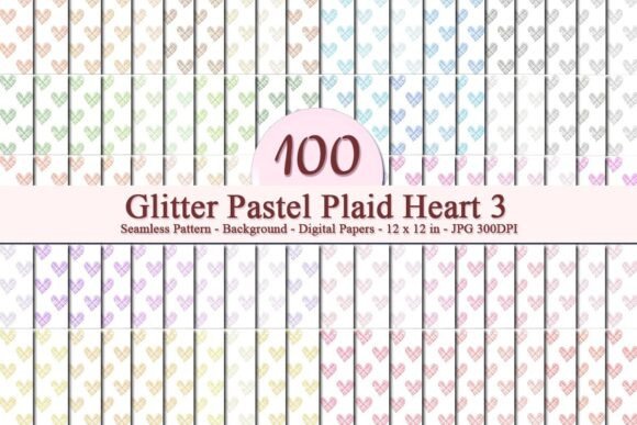 Glitter Pastel Plaid Heart 3 Pattern