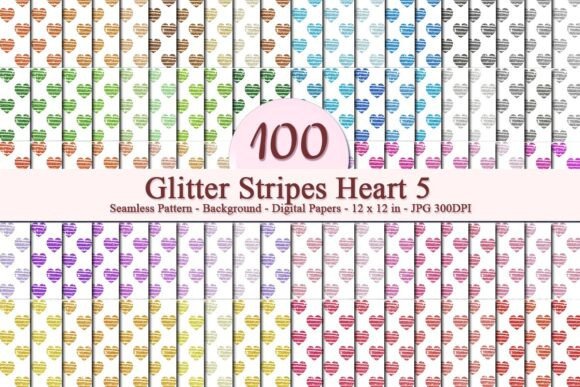 Glitter Stripes Heart 5 Pattern: A Versatile Digital Design for Creative Businesses