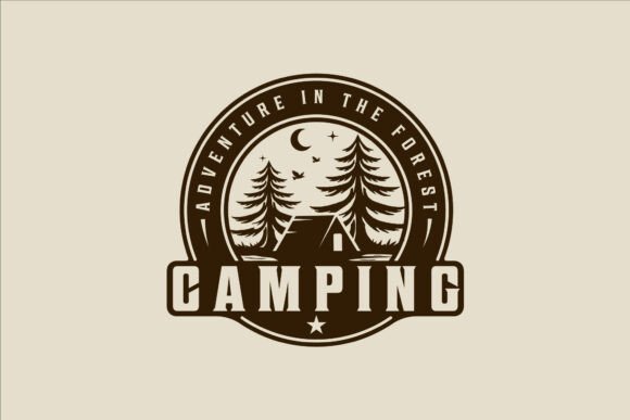 Night Camp Logo Vector Vintage Design for Outdoor Adventures