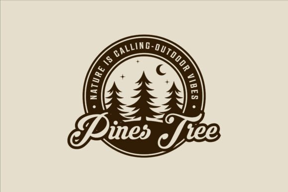 Pines Tree Logo Vintage Vector Design