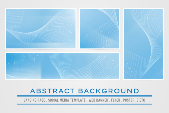 Set of Four Blue Abstract Banners Lines for Creative Expression