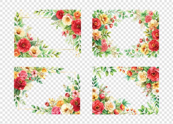 Watercolor Flowers and Leaves PNG Bundle