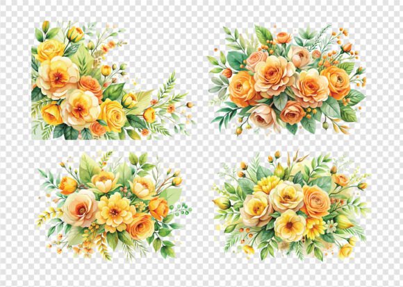 Watercolor Pink or Yellow Flower PNG Set: A Versatile Design for Modern Creatives