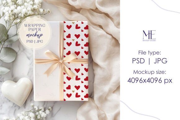 Wrapping Paper Mockup, Gift Wrap Paper for Creative Workflow